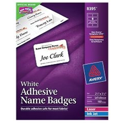 Avery® White Adhesive Name Badges 2-1/3" x 3-3/8" (pkg/160)