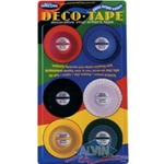 DECO TAPE BRIGHTS PK/6 (red, blue, black, white, yellow, green), 6 rolls each 1/8" x 324"