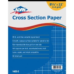 Alvin Cross Section Paper 4 x 4 Grid 50-Sheet Pad 8 1/2 x 11